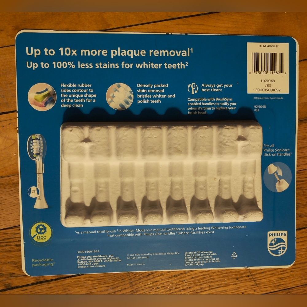 New! Philips Sonicare C3 Premium plaque clean Control 8 Brush Heads replacement!